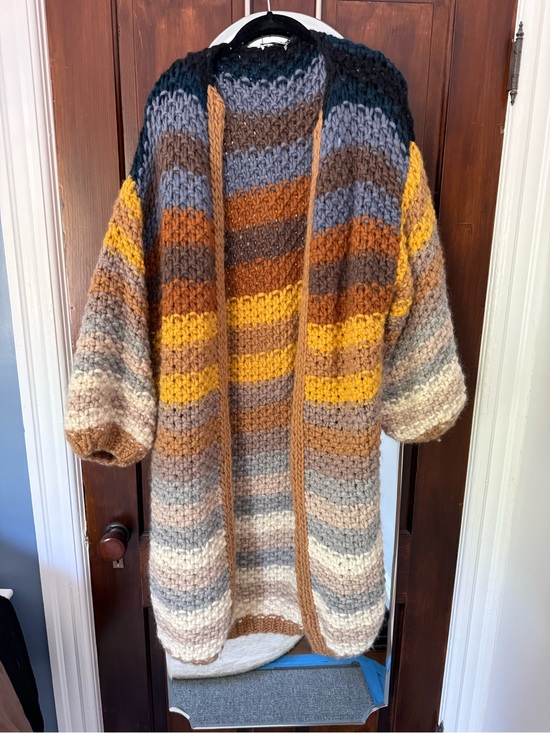 Maiami Sweaters - Maiami: Cozy Multicolor Striped Open Cardigan Sweater